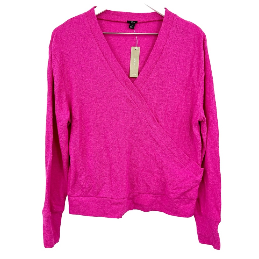 J Crew Faux Wrap Textured Crepe Top Pink Size Small - Picture 2 of 5